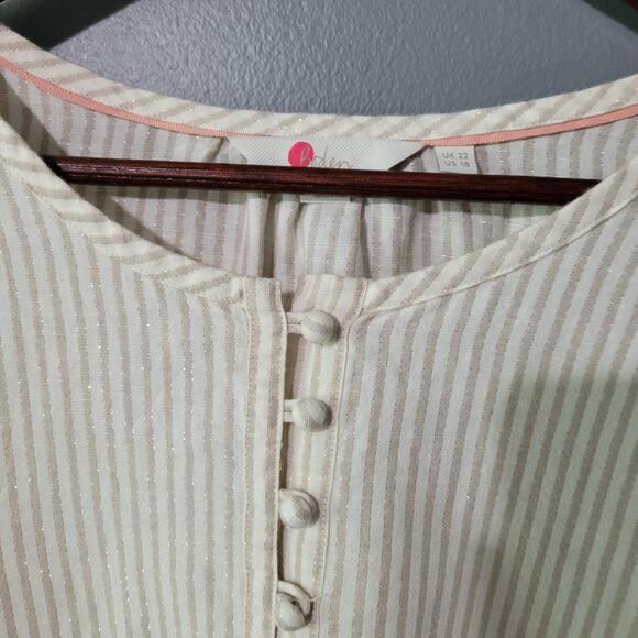 Boden Tunic Top Size 18 Linen Blend Gold Metallic Long Sleeve Womens Preppy - Picture 9 of 10